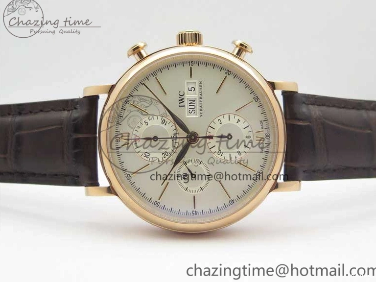 MIROTIME 0729 Efficient Portofino Chrono RG ZF 1:1 Best Edition White Dial on Brown Leather Strap A 7151